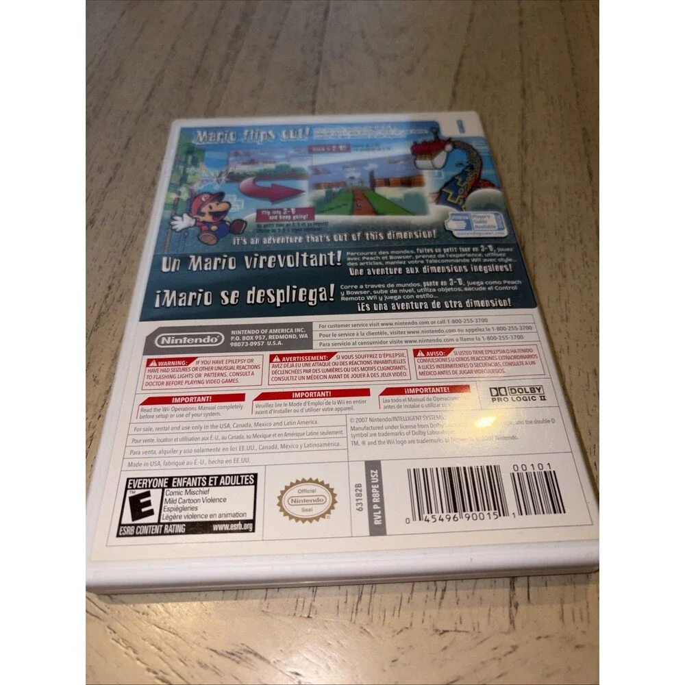 Nintendo Super Paper Mario Nintendo Wii CIB Very Clean Tested Runs Very Well